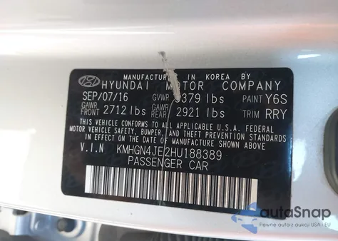 2017 Genesis G80 3.8 z USA, uszkodzony, nr VIN KMHGN4JE2HU188389